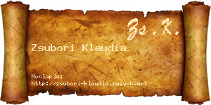 Zsubori Klaudia névjegykártya